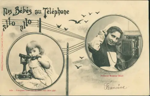 CPA .Frankreich Nos Bébés au Téléphone Mädchen Frau 1909