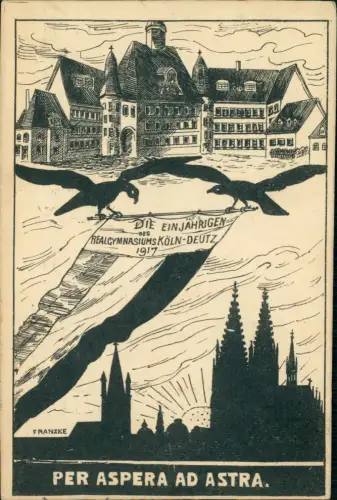 Deutz-Köln Düx Die Einjährigen Realgymnasium Künstlerkarte 1917
