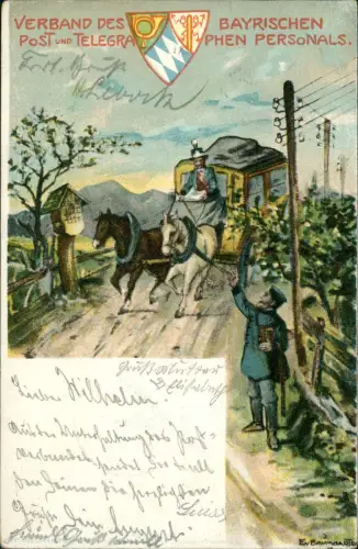 .Bayern Künstlerkarte Verband des B. Post und Telegraphen Personals 1903