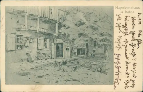 Ansichtskarte Dohna Napoleonshaus Künstlerkarte 1911
