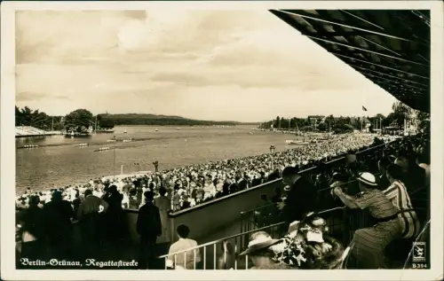Ansichtskarte Grünau-Berlin Regattastrecke Tribüne Olympia 1936