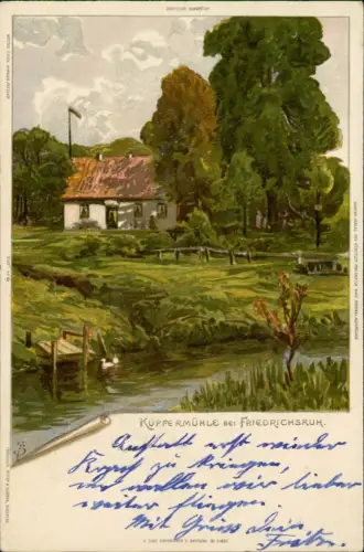 Ansichtskarte Friedrichsruh Kupfermühle Künstlerkarte 1901
