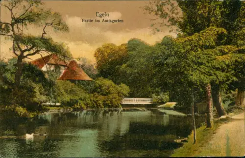 Ansichtskarte Egeln Partie im Amtsgarten 1925  b. Magdeburg