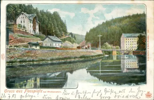 Ansichtskarte Wolkenstein Partie am Flossplatz 1901