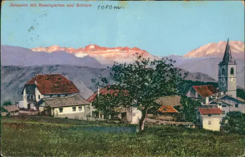 Cartolina Jenesien Stadtpartie 1912  bei Bozen Landpoststempel Südtirol