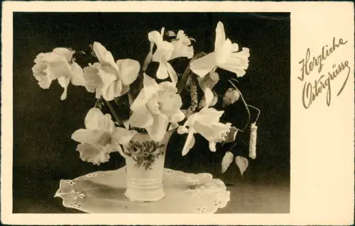 Ansichtskarte  Vase weiße Blumen Schlichtheit 1936  gel. div Stempel