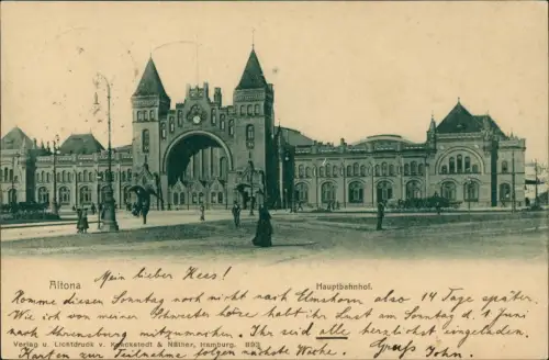 Ansichtskarte Altona-Hamburg Partie am Hauptbahnhof 1902