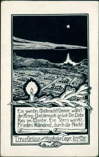 Isle of Man Knockaloe Lager WK1 Militär Weihnachten 1915 gel . Zensurstempel
