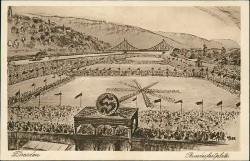 Johannstadt-Dresden Bundesfest Arb.-Rad- u. Kraftf. Bund Blaues Wunder 1930