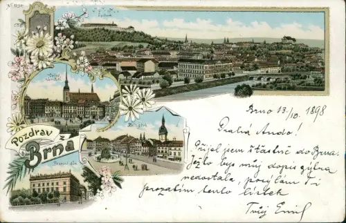 Postcard Litho AK Brünn Brno Brna Totale Plätze 1898
