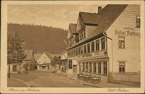 Ansichtskarte Altenau-Clausthal-Zellerfeld Straßenszene Hotel Rathaus 1926