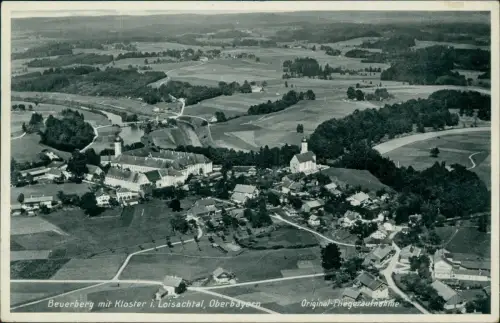 Ansichtskarte Beuerberg-Eurasburg Bayern Luftbild 1938 Bahnpoststempel München