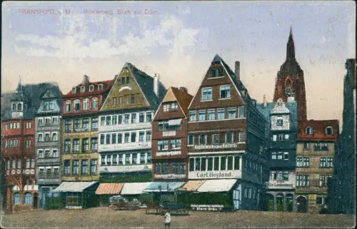 Frankfurt Main Römerberg 1912  Sonderstempel Bundesschießen spannende Frankatur
