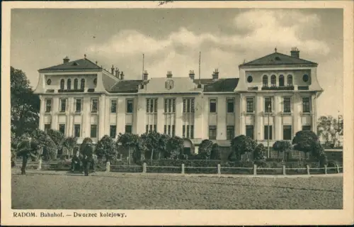 Postcard Radom Radom Dworzec kolejowy/Bahnhof 1941  gel. Generalgouvernment