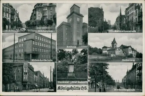 Königshütte Oberschlesien Chorzów MB: Blicherplatz Straßen, Redenberg 1941
