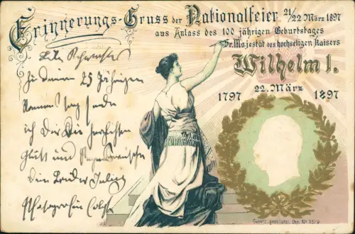 Kaiser Wilhelm I. Erinnerung an die Nationalfeier 1897 Goldprägung