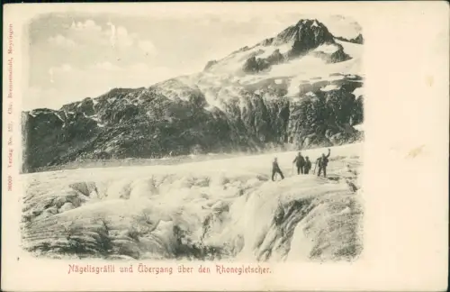 Gletsch Nägelisgrätli Übergang Rhonegletscher Bergsteiger 1908