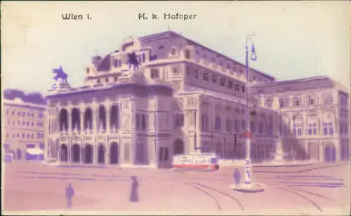 Ansichtskarte Wien Hofoper Künstlerkarte rosa-pink 1922