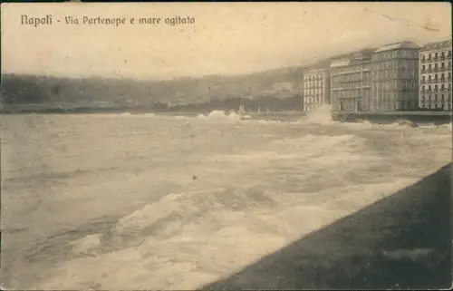 Cartolina Neapel Napoli Via Partenope e mare agitato 1913