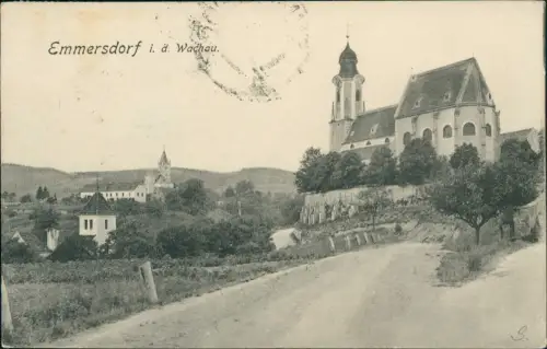 Ansichtskarte Emmersdorf an der Donau Wachau Straßenszene 1912  Mischfrankatur