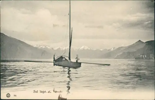 Cartolina .Italien Italia Sul Lago Berge Segelboot 1908