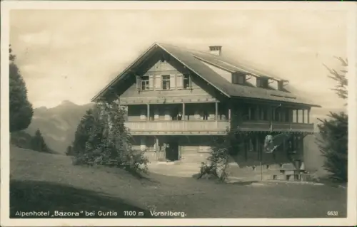 Ansichtskarte Nenzing-Gurtis Alpenhotel Bazora Vorarlberg - Fotokarte 1928