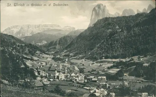 Cartolina St. Ulrich in Gröden Ortisei Stadt und Dolomiten Dolomiti 1909