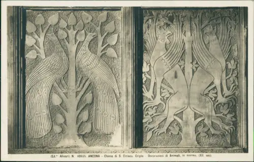 Cartolina Ancona Chiesa di S. Ciriaco. Cripta Decorazioni Relief 1930
