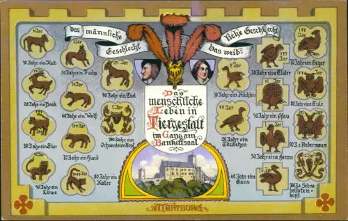 Ansichtskarte Eisenach Wartburg Wappen Heraldik Blau 1925