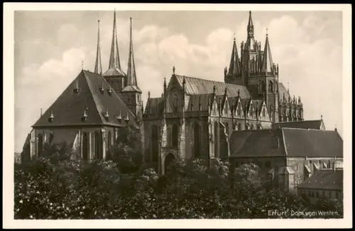 Ansichtskarte Erfurt Dom vom Westen - Fotokarte 1932