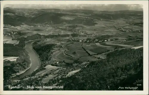 Postcard Pürstein/Perštejn Blick vom Herrgottstuhl ins Egertal 1942