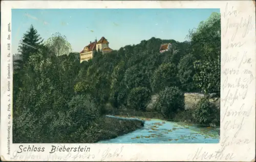 Ansichtskarte Reinsberg (Sachsen) Schloß Bieberstein 1904 Gold