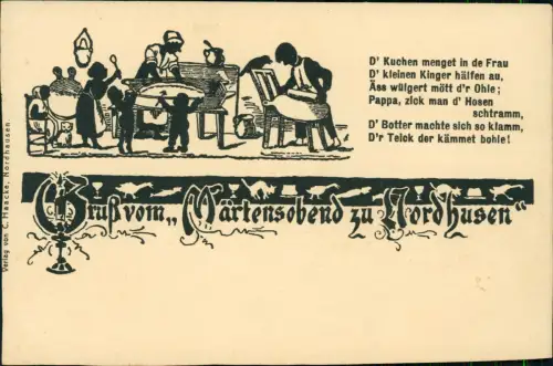 Ansichtskarte Nordhausen Gruß vom Märtensobend - Schattenschnitt 1917