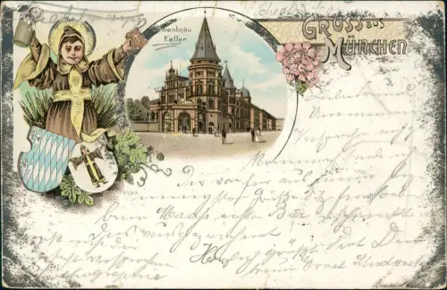 Litho AK München Löwenbräukeller Münchner Kindl Heraldik 1902