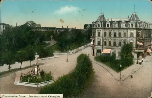 Ansichtskarte Fürstenwalde Spree Denkmals- und Kaiserplatz 1911