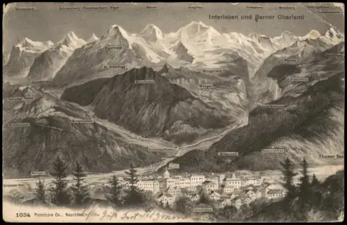 Ansichtskarte Lauterbrunnen Panorama Interlaken und Berner Oberland 1906