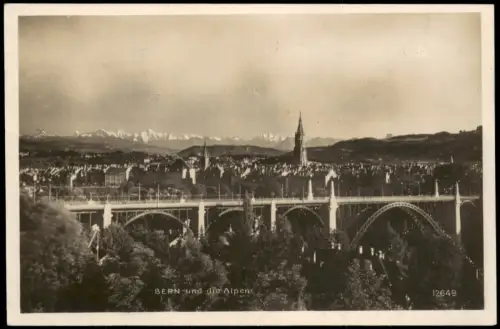 Bern (Schweiz) Berne Panorama von Bern mit Alpenblick und Münster 1915
