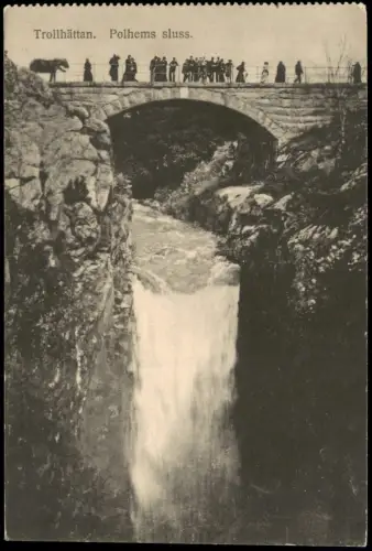 Postcard Trollhättan Polhems Schleuse und Wasserfall 1913