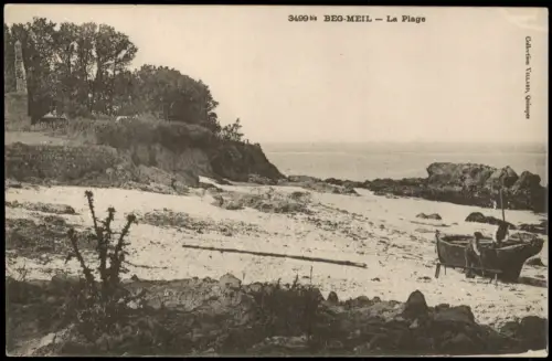 CPA Beg-Meil Strandansicht mit Boot, Beg-Meil 1910