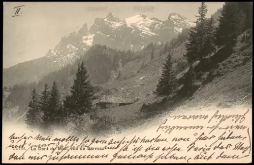Ansichtskarte Champéry La Dent du Midi, vue de Barmaz 1904