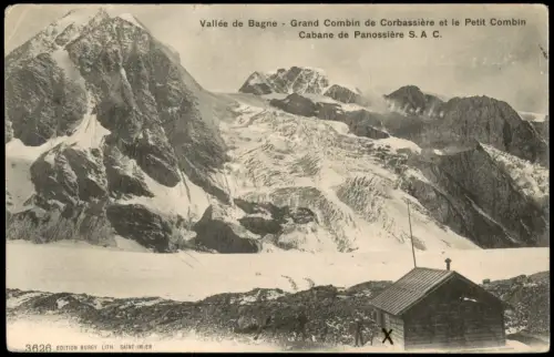 Bagnes Vallée de Bagne mit Grand Combin,   und Cabane de Panossière 1907