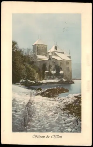 Ansichtskarte Veytaux Château de Chillon im Winter 1910