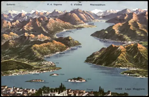 Stresa Stresa Panorama des Lago Maggiore mit umliegenden Orten und Bergen 1906