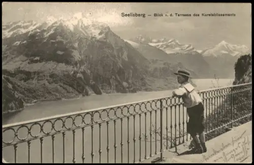 Seelisberg Blick von der Terrasse des Kuretablissements auf den See 1906