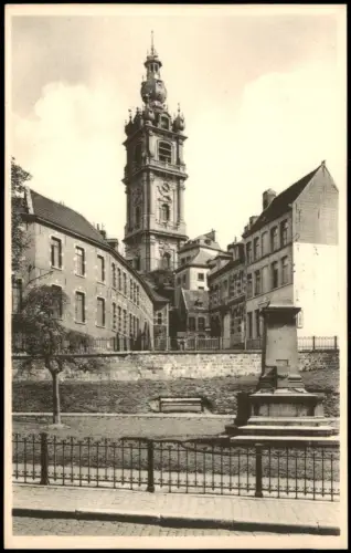 Postkaart Bergen Mons (Mont) Beffroi und Square St-Germain, Mons 1910