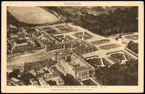 CPA Versailles Panorama Schloss und Park aus der Luft 1925
