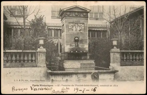 CPA Paris Fontaine du Marché-Saint-Honoré 1906