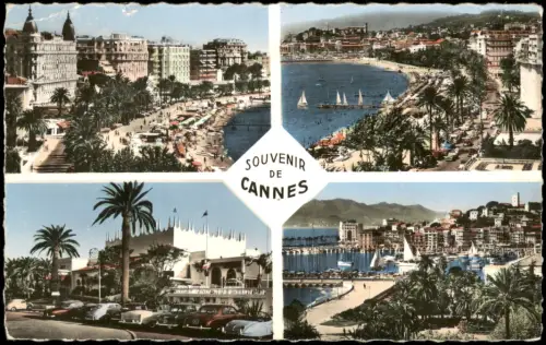CPA Cannes Cannes - Mehransicht mit Strand, Promenade und Hafen 1960