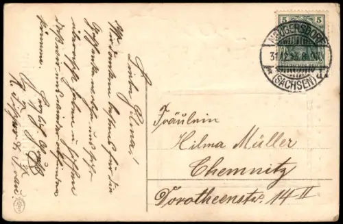 Ansichtskarte  Winterlandschaft mit Neujahrsgruß 1900