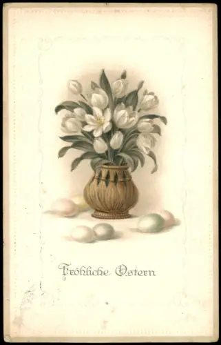 Ansichtskarte  Ostergruß mit Blumen und Eiern 1910